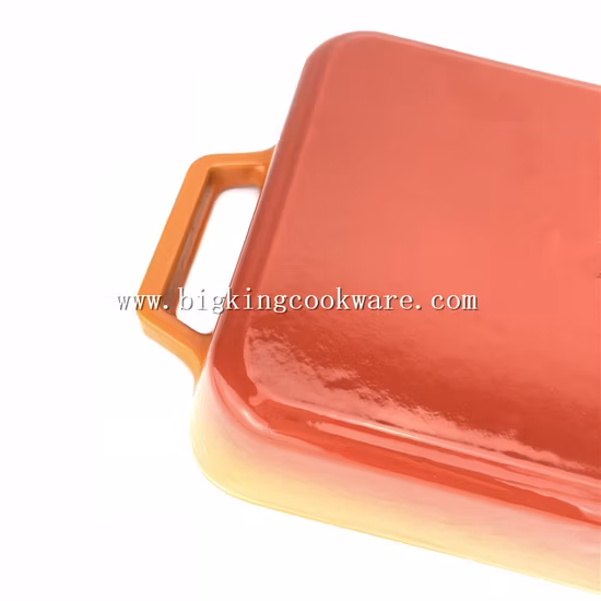 Cast Iron Rectangular Roaster, 30 Cm - Orange