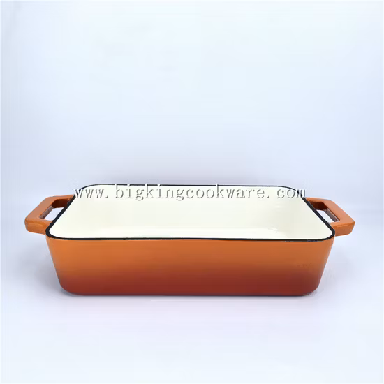Cast Iron Rectangular Roaster, 30 Cm - Orange
