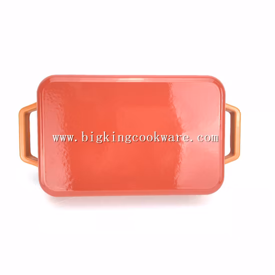 Cast Iron Rectangular Roaster, 30 Cm - Orange