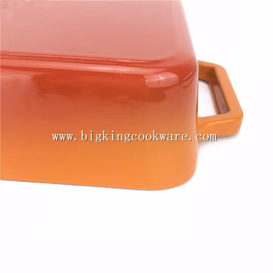 Cast Iron Rectangular Roaster, 30 Cm - Orange
