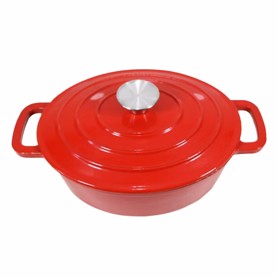 Эмалированная овальная чугунная жаровня, Китай, заводской размер 27X21X10см