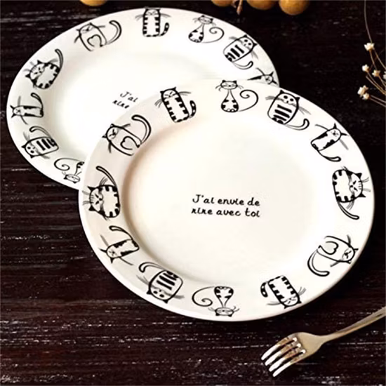 Металлическая черная эмалированная тарелка, стейк, салат, десерт, эмалированное блюдо